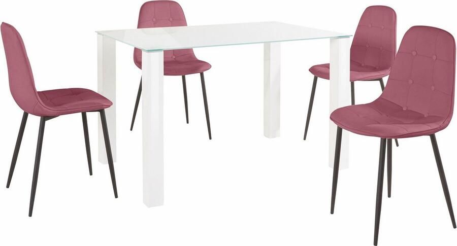 INOSIGN Eethoek met glazen tafel breedte 120 cm (set 5-delig) - Foto 4
