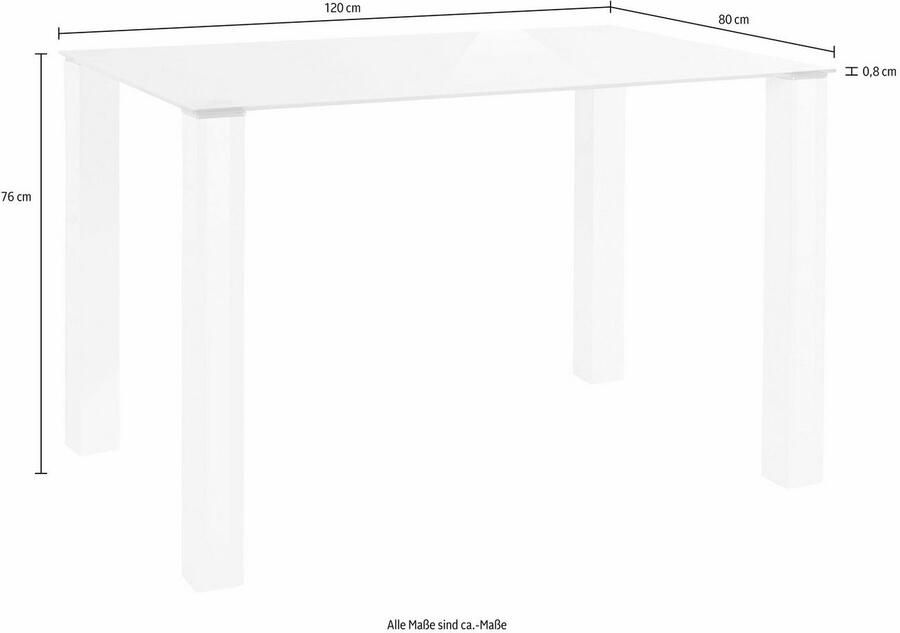 INOSIGN Eethoek met glazen tafel breedte 120 cm (set 5-delig)