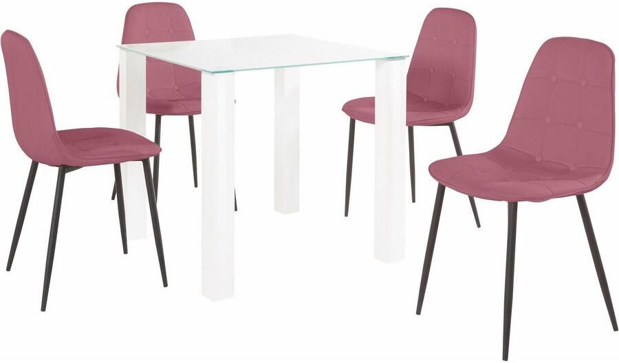 INOSIGN Eethoek met glazen tafel breedte 80 cm (set 5-delig) - Foto 3