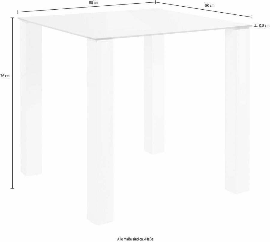 INOSIGN Eethoek met glazen tafel breedte 80 cm (set 5-delig)