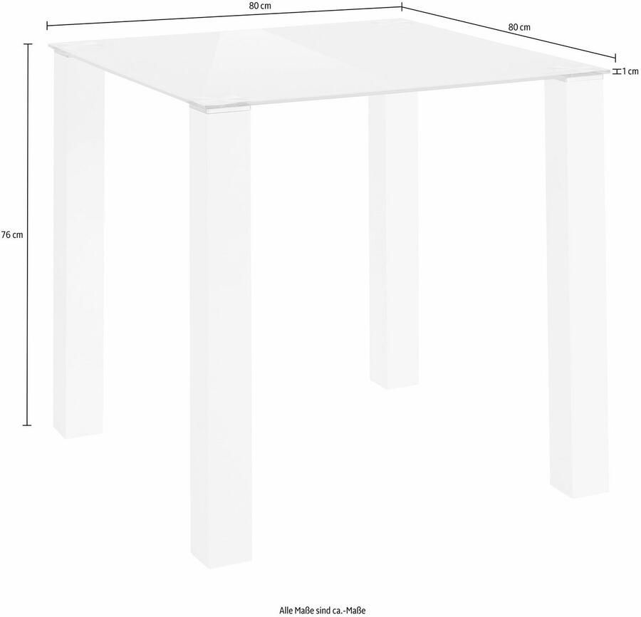 INOSIGN Eethoek met glazen tafel breedte 80 cm (set 5-delig) - Foto 2