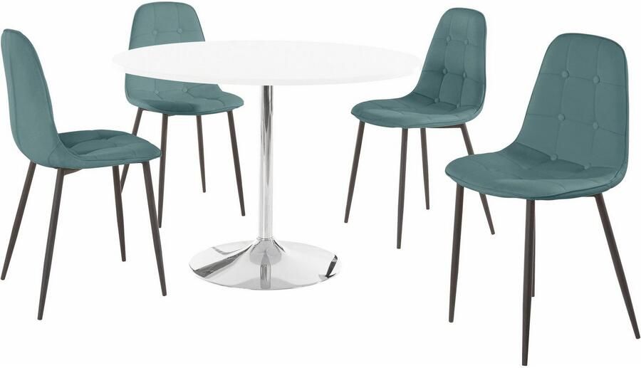 INOSIGN Eethoek met ronde tafel in hoogglans-wit (set 5-delig) - Foto 3