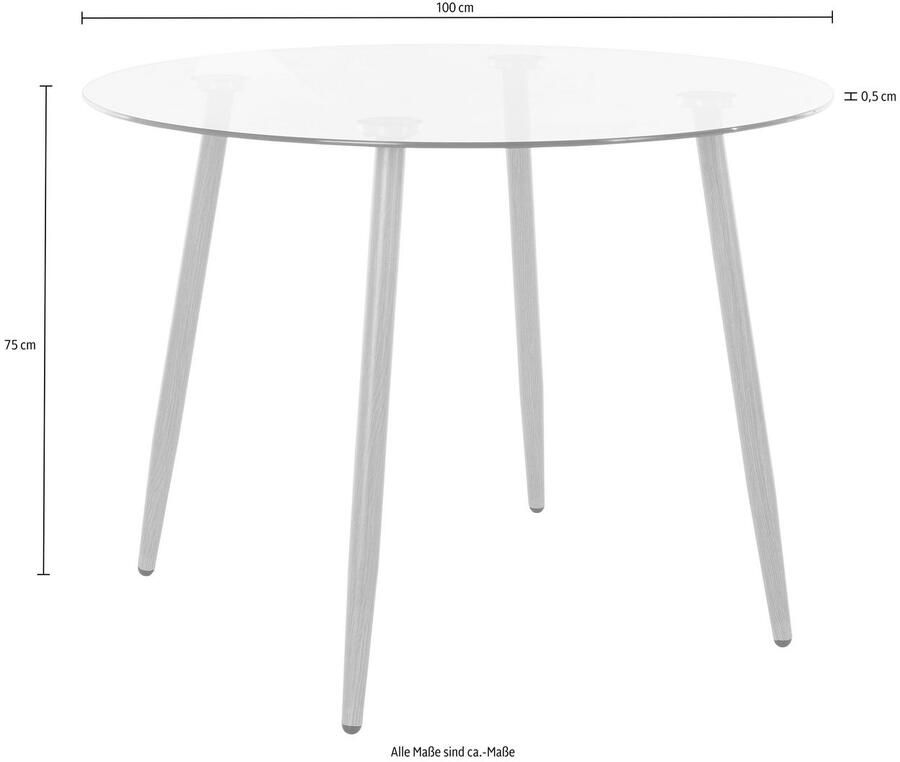 INOSIGN Eethoek MILLER Glazen tafel met 4 stoelen (kunststof kuipzitting) (set 5-delig) - Foto 3