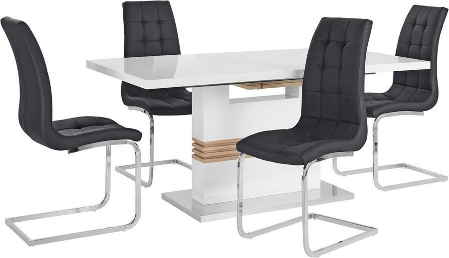 INOSIGN Eethoek Perez Lola met 4 stoelen tafel uittrekbaar breedte 160-200 cm (set 5-delig) - Foto 3