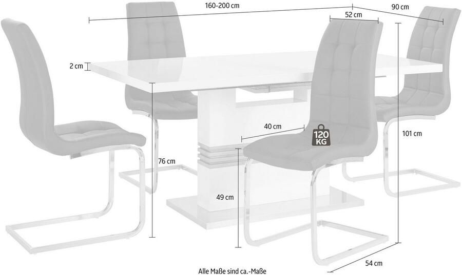 INOSIGN Eethoek Perez Lola met 4 stoelen tafel uittrekbaar breedte 160-200 cm (set 5-delig) - Foto 2