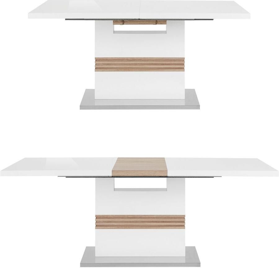 INOSIGN Eethoek Perez paars met 4 stoelen tafel uittrekbaar breedte 160-200 cm (set 5-delig)