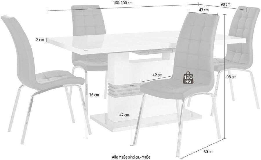 INOSIGN Eethoek Perez paars met 4 stoelen tafel uittrekbaar breedte 160-200 cm (set 5-delig) - Foto 3