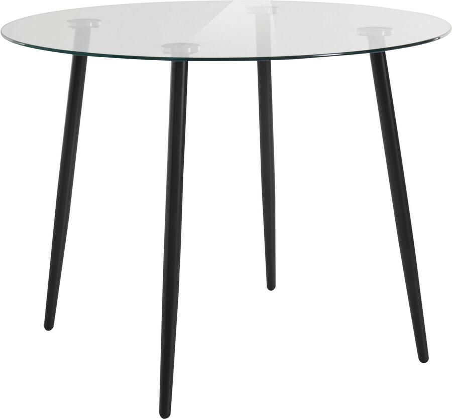 INOSIGN Eethoek ronde glazen tafel ø 100 cm en 4 eetkamerstoelen bekleding van fluweel (set 5-delig) - Foto 2
