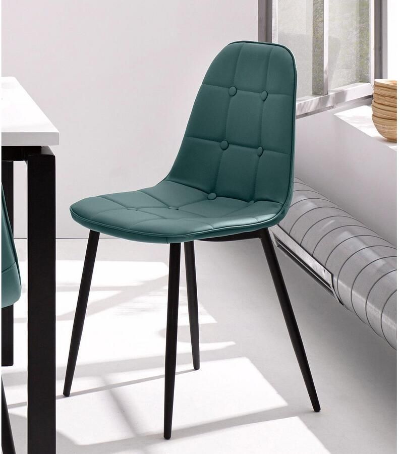 INOSIGN Eethoek Sabine + Luna Eettafel breedte 120 cm en 4 eetkamerstoelen overtrekstof in imitatieleer (set 5-delig)