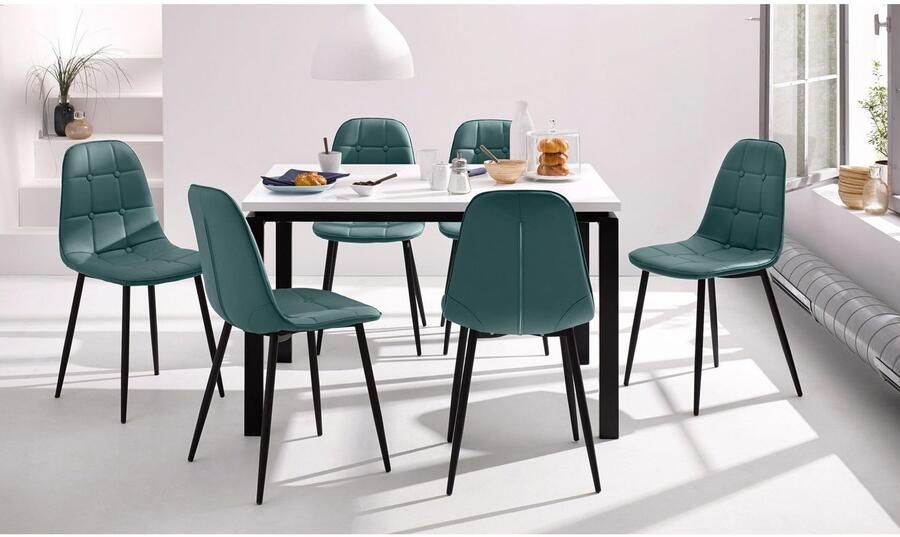 INOSIGN Eethoek Sabine + Luna Eettafel breedte 120 cm en 4 eetkamerstoelen overtrekstof in imitatieleer (set 5-delig) - Foto 8