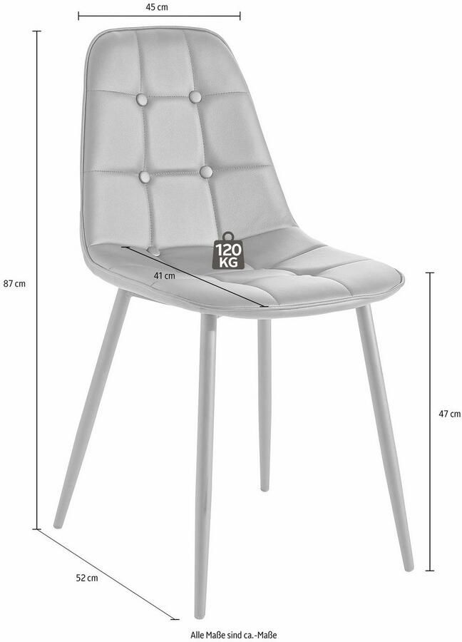INOSIGN Eethoek Sabine + Luna Eettafel breedte 160 cm en 4 eetkamerstoelen overtrekstof in imitatieleer (set 5-delig) - Foto 4