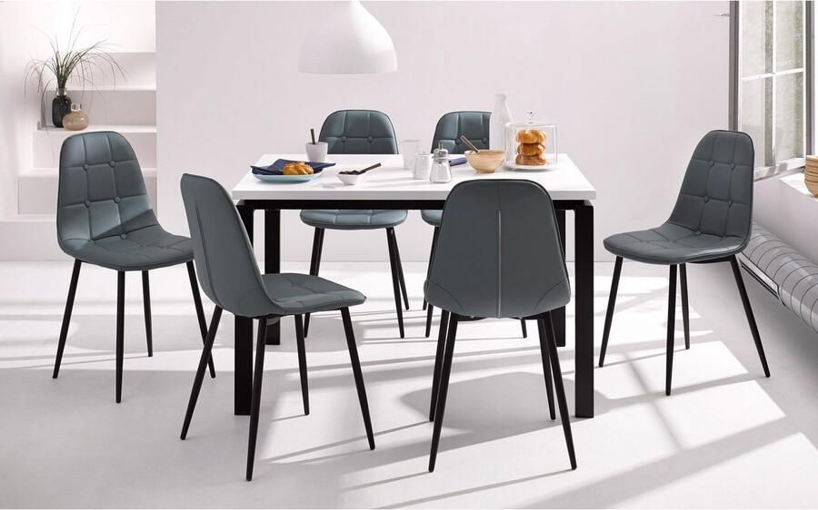 INOSIGN Eethoek Sabine + Luna Eettafel breedte 120 cm en 4 eetkamerstoelen overtrekstof in imitatieleer (set 5-delig) - Foto 7