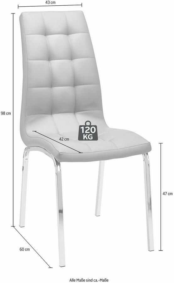 INOSIGN Stoel met 4 poten Paars (set van 2) bekleding in imitatieleer verchroomd metalen frame (set 2 stuks) - Foto 5