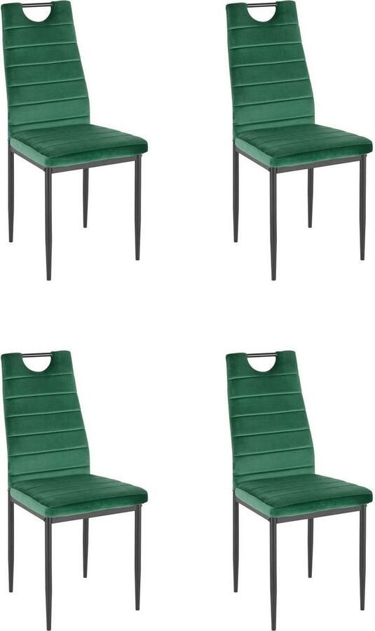 INOSIGN Eethoek Silvi-Mandy Glazen tafel 110x110 cm met 4 stoelen (velours stof) frame van metaal (set 5-delig) - Foto 4