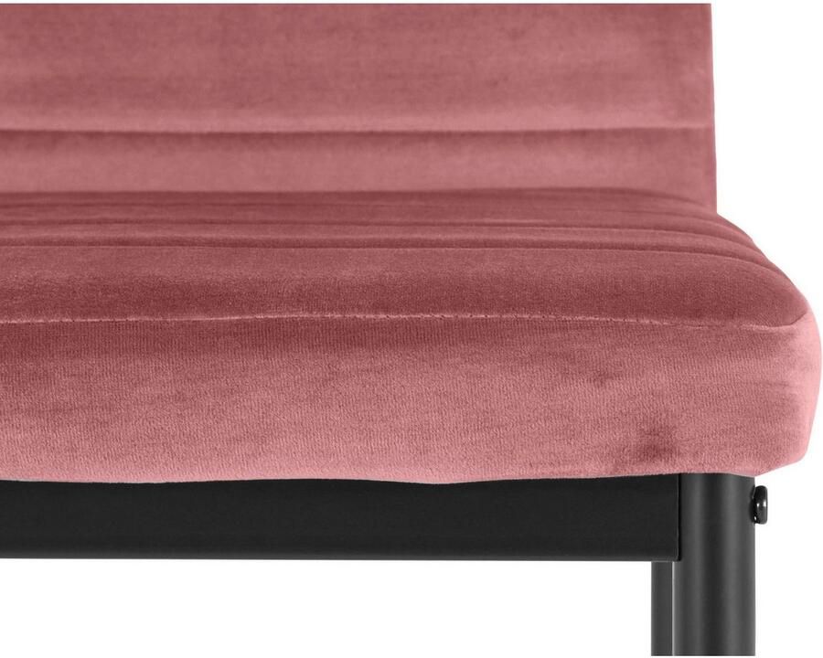 INOSIGN Eethoek Silvi-Mandy Glazen tafel 110x110 cm met 4 stoelen (velours stof) frame van metaal (set 5-delig) - Foto 3