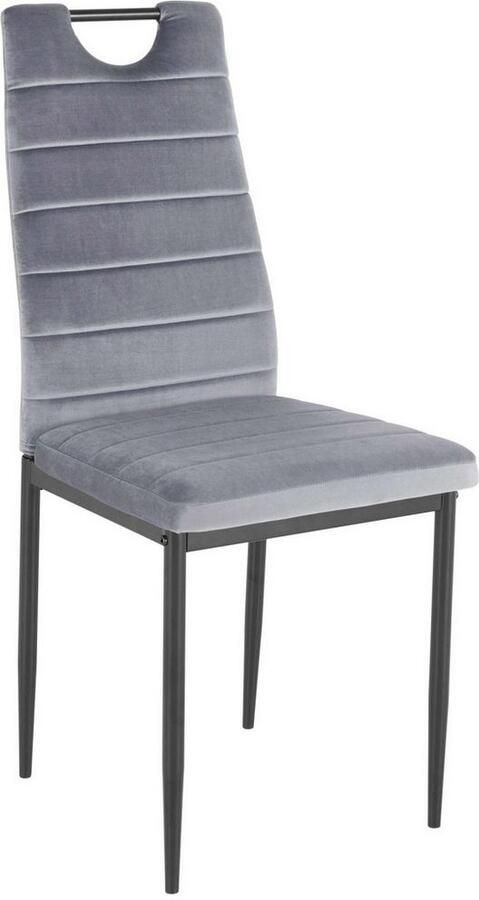 INOSIGN Eethoek Silvi-Mandy Glazen tafel 110x110 cm met 4 stoelen (velours stof) frame van metaal (set 5-delig) - Foto 7