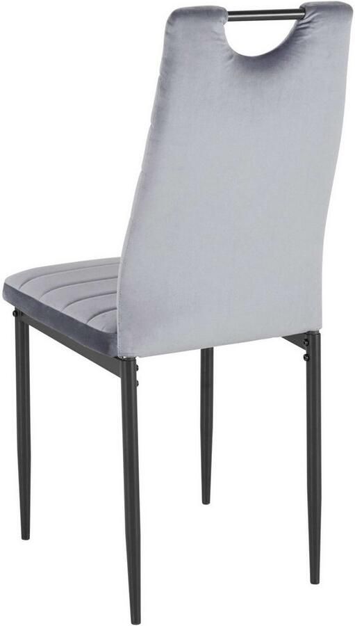 INOSIGN Eethoek Silvi-Mandy Glazen tafel 110x110 cm met 4 stoelen (velours stof) frame van metaal (set 5-delig) - Foto 6