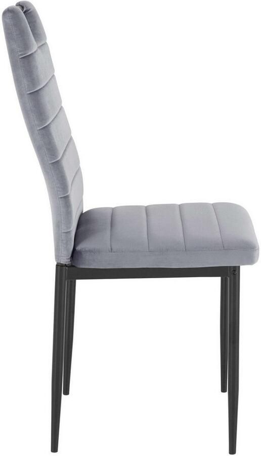 INOSIGN Eethoek Silvi-Mandy Glazen tafel 110x110 cm met 4 stoelen (velours stof) frame van metaal (set 5-delig) - Foto 5