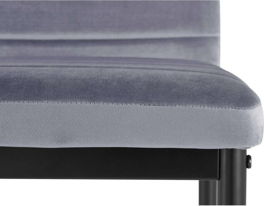 INOSIGN Eethoek Silvi-Mandy Glazen tafel 110x110 cm met 4 stoelen (velours stof) frame van metaal (set 5-delig) - Foto 3