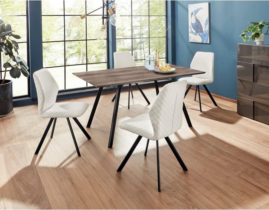 INOSIGN Eethoek Tristan & Isobel Stoelen met ruitstiksel (5-delig) - Foto 2