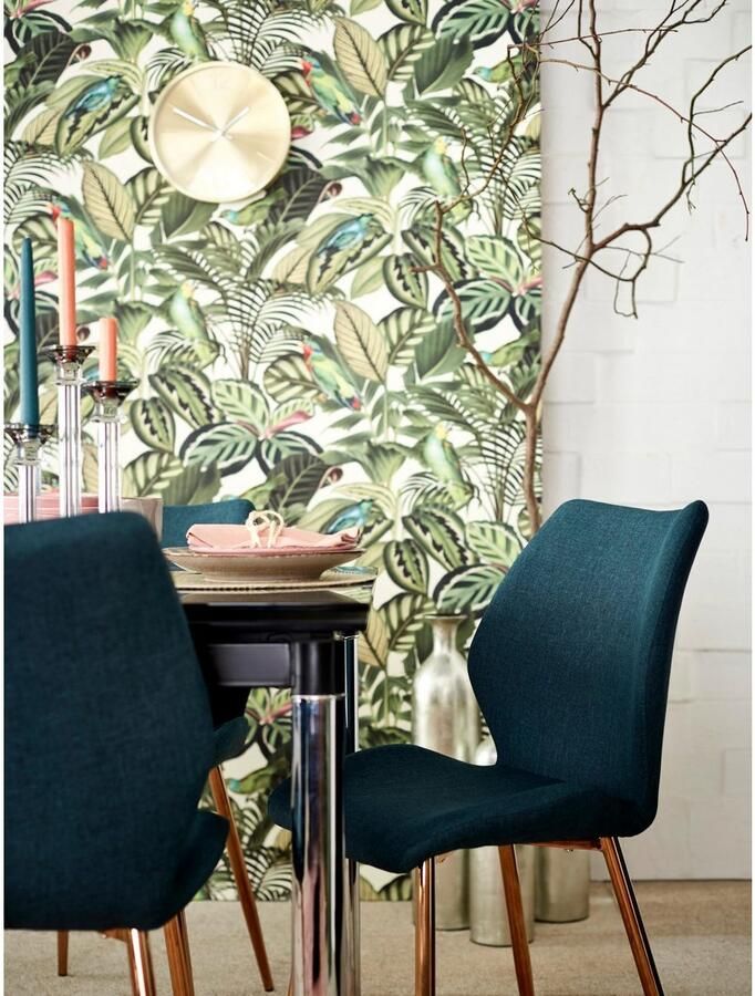 INOSIGN Eetkamerstoel Ayla Bekleding in weefstof metalen frame koperkleur (set 2 stuks) - Foto 4