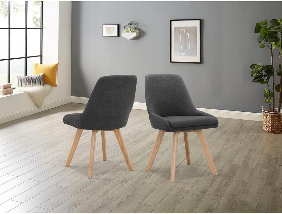 INOSIGN Eetkamerstoel Dilla TOPSELLER! in sets van 1 en 2 bekleding van geweven stof zithoogte 48 cm keukenstoel - Foto 3