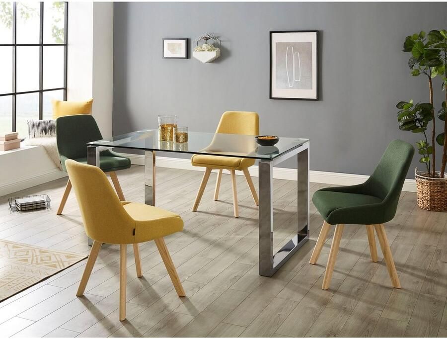 INOSIGN Eetkamerstoel Dilla TOPSELLER! in sets van 1 en 2 bekleding van geweven stof zithoogte 48 cm keukenstoel - Foto 4