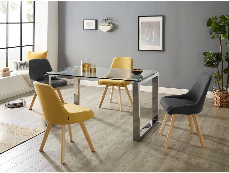 INOSIGN Eetkamerstoel Dilla TOPSELLER! in sets van 1 en 2 bekleding van geweven stof zithoogte 48 cm keukenstoel - Foto 4