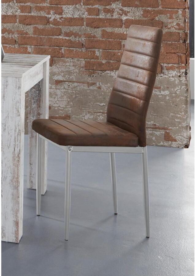 INOSIGN Eetkamerstoel Kate Bekleding van microvezel vintage zilverkleurig metalen frame (set) - Foto 4