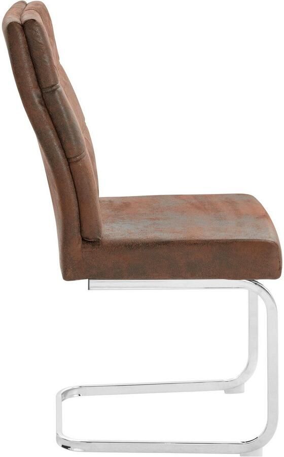 INOSIGN Eetkamerstoel Lale vrijhangende stoel (set van 2) overtrokken met robuuste microvezel metalen frame - Foto 6