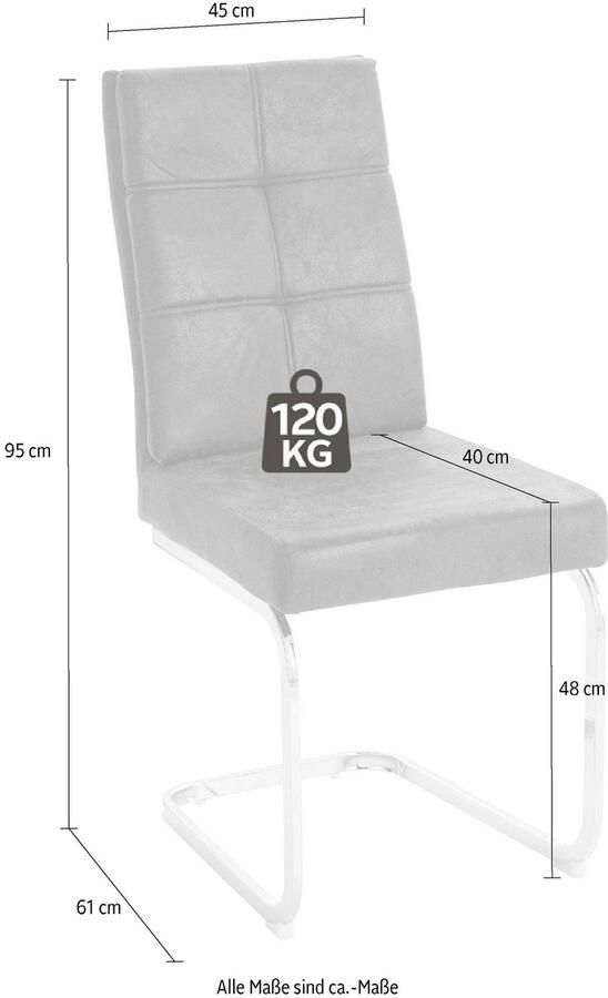 INOSIGN Eetkamerstoel Lale vrijhangende stoel (set van 2) overtrokken met robuuste microvezel metalen frame - Foto 7