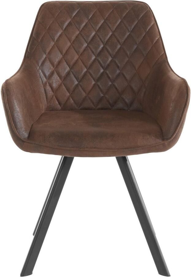 INOSIGN Eetkamerstoel Olga met zwarte metalen poten en decoratief diamantvormig stiksel (1 stuk) - Foto 5