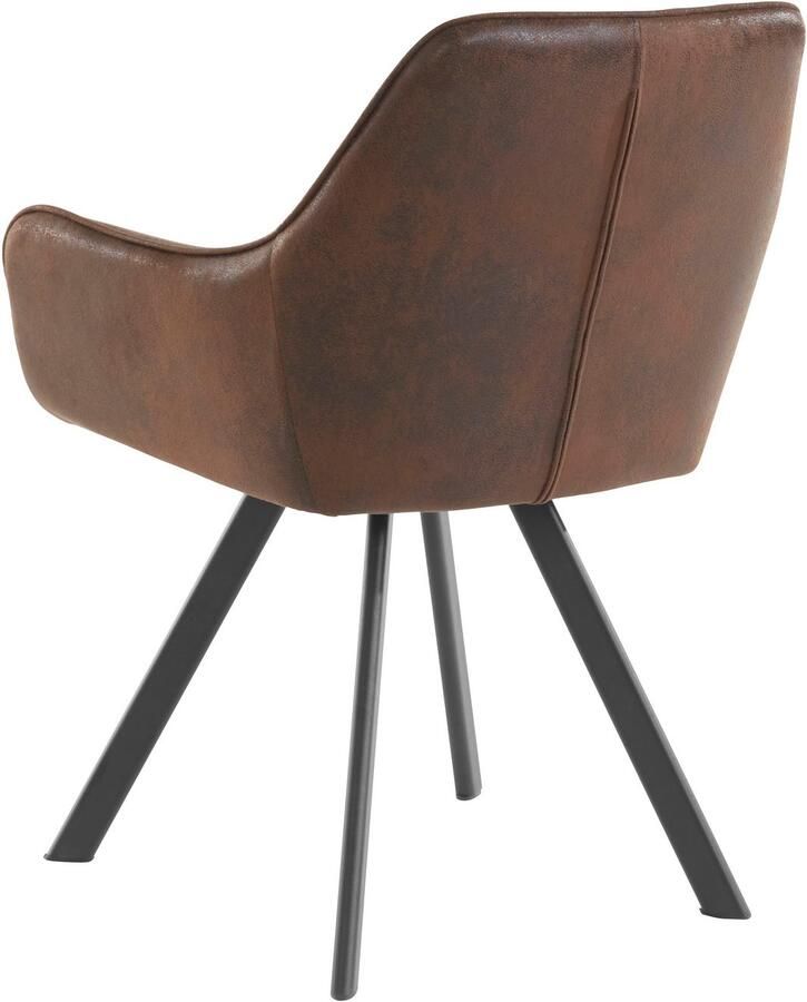 INOSIGN Eetkamerstoel Olga met zwarte metalen poten en decoratief diamantvormig stiksel (1 stuk) - Foto 2