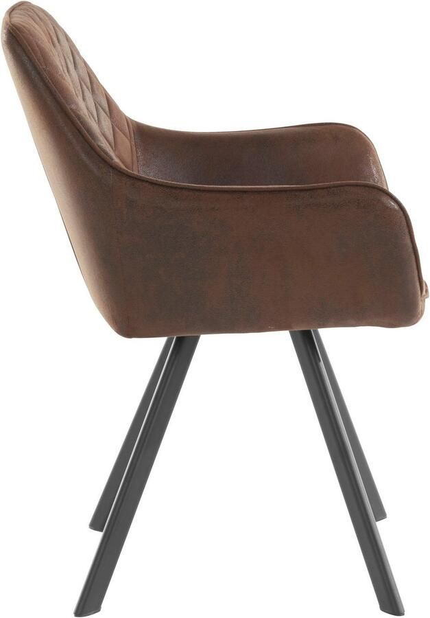 INOSIGN Eetkamerstoel Olga met zwarte metalen poten en decoratief diamantvormig stiksel (1 stuk) - Foto 4