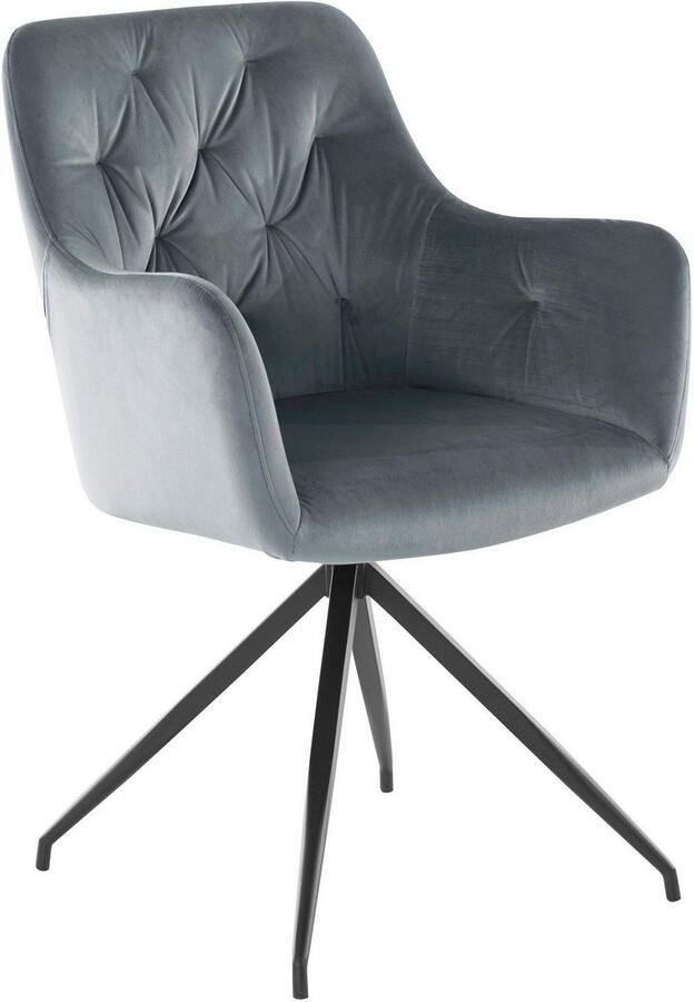 INOSIGN Eetkamerstoel TINA Kuipstoel met zacht fluweel stoel met armleuning (set 2 stuks) - Foto 4