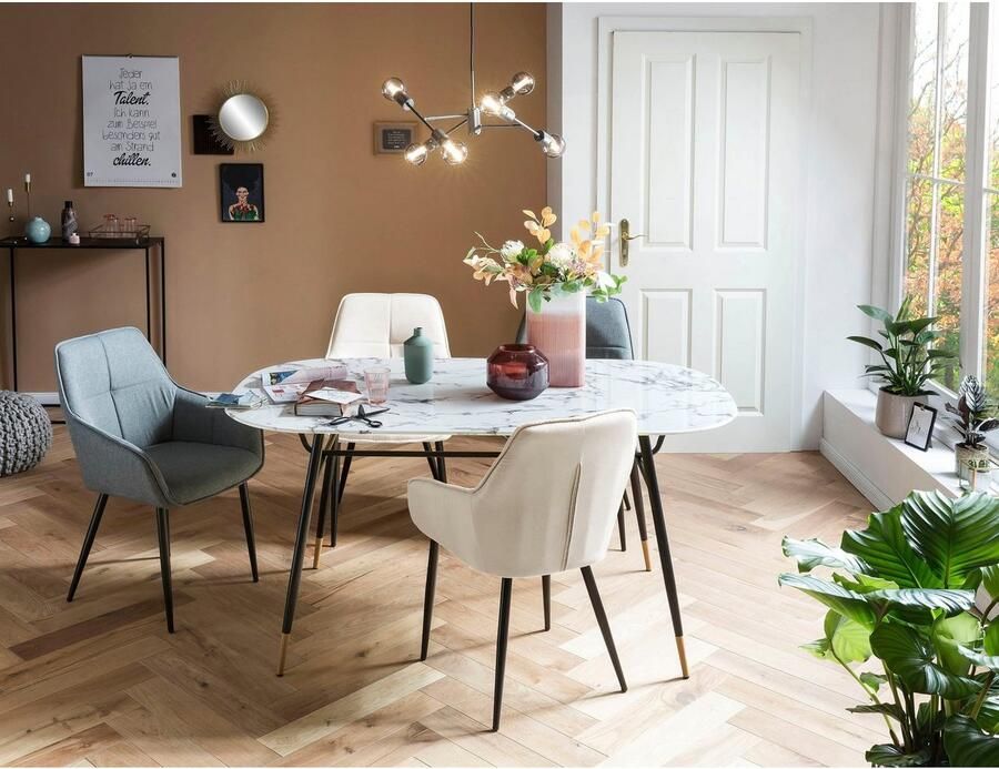 Artistiq Living Artistiq Ovale Eettafel Nicky 160 x 90cm Marmerlook Wit Ovaal - Foto 3