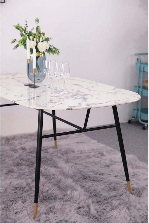 Artistiq Living Artistiq Ovale Eettafel Nicky 160 x 90cm Marmerlook Wit Ovaal - Foto 7