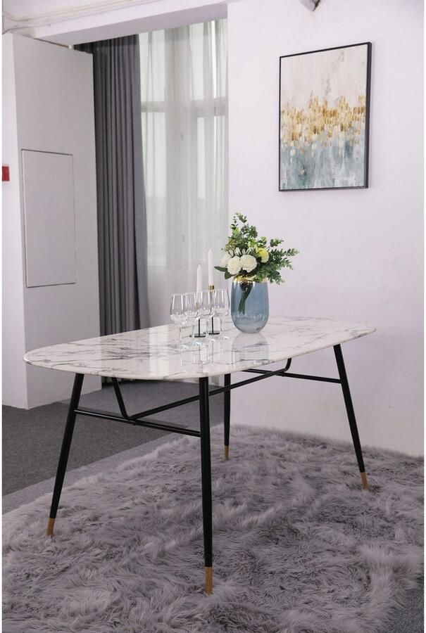 Artistiq Living Artistiq Ovale Eettafel Nicky 160 x 90cm Marmerlook Wit Ovaal - Foto 6