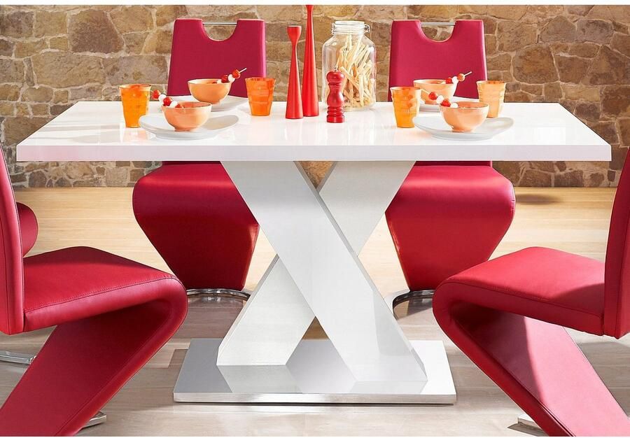 INOSIGN Eettafel Ali TOPSELLER! Modern design Breedte 160 cm wit hoogglans bodemplaat van metaal - Foto 2