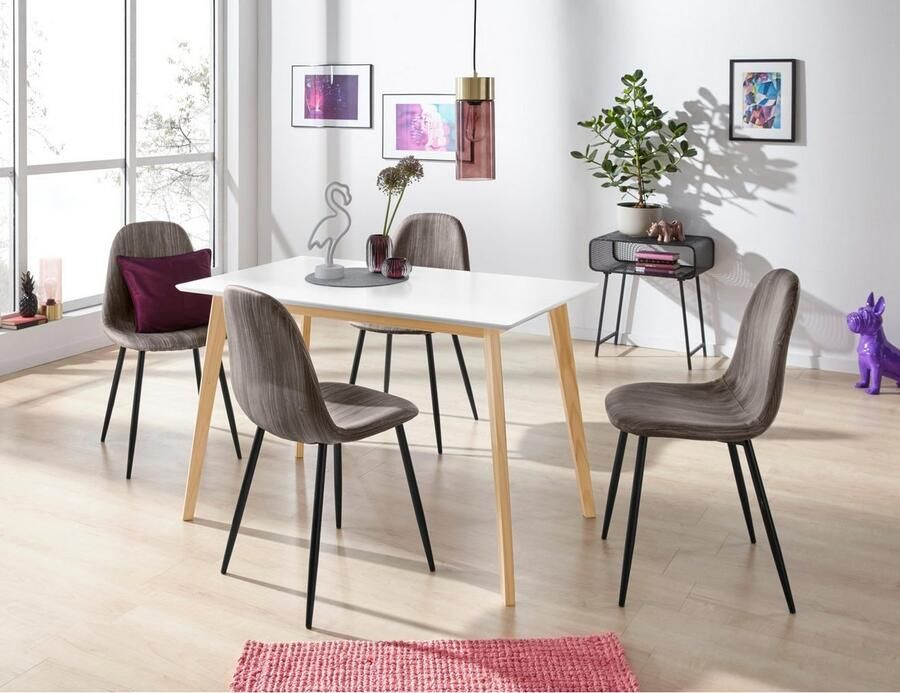 INOSIGN Eettafel Cody met poten van massief hout hoekig mdf-tafelblad in 2 kleurvarianten - Foto 4