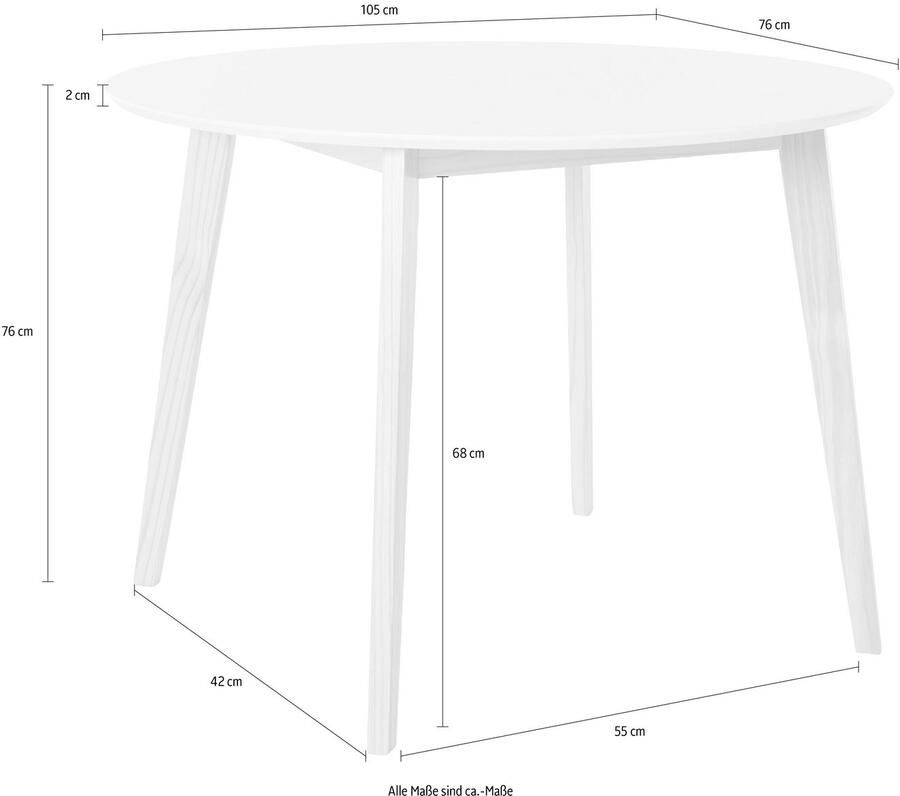 INOSIGN Eettafel Cody TOPSELLER! Poten van massief hout rond mdf-tafelblad in 2 kleurvarianten - Foto 3