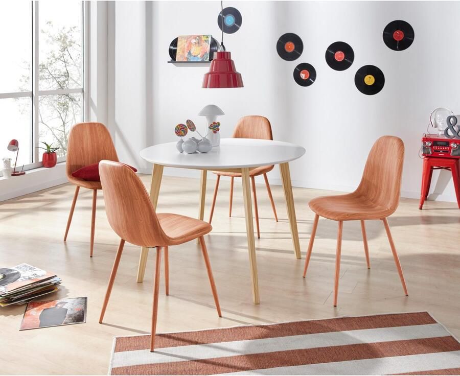 INOSIGN Eettafel Cody TOPSELLER! Poten van massief hout rond mdf-tafelblad in 2 kleurvarianten - Foto 7