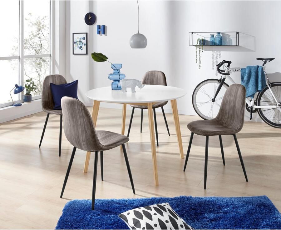 INOSIGN Eettafel Cody TOPSELLER! Poten van massief hout rond mdf-tafelblad in 2 kleurvarianten - Foto 8