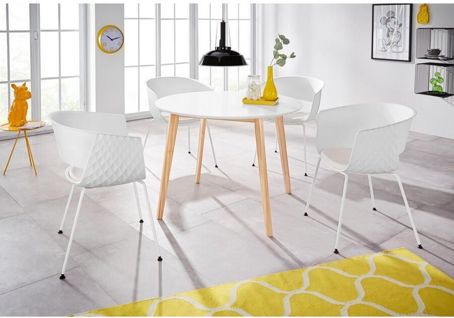 INOSIGN Eettafel Cody TOPSELLER! Poten van massief hout rond mdf-tafelblad in 2 kleurvarianten - Foto 8
