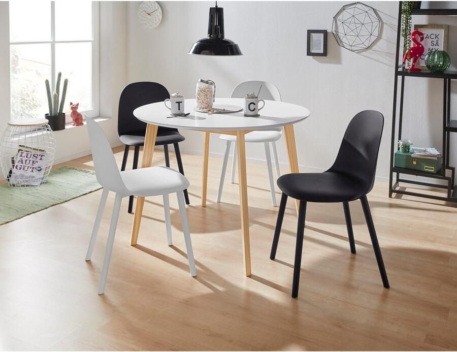 INOSIGN Eettafel Cody TOPSELLER! Poten van massief hout rond mdf-tafelblad in 2 kleurvarianten - Foto 7