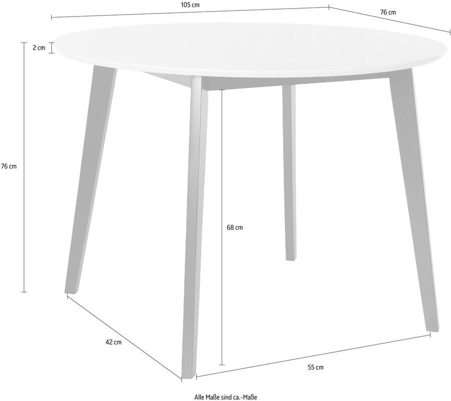 INOSIGN Eettafel Cody TOPSELLER! Poten van massief hout rond mdf-tafelblad in 2 kleurvarianten - Foto 2