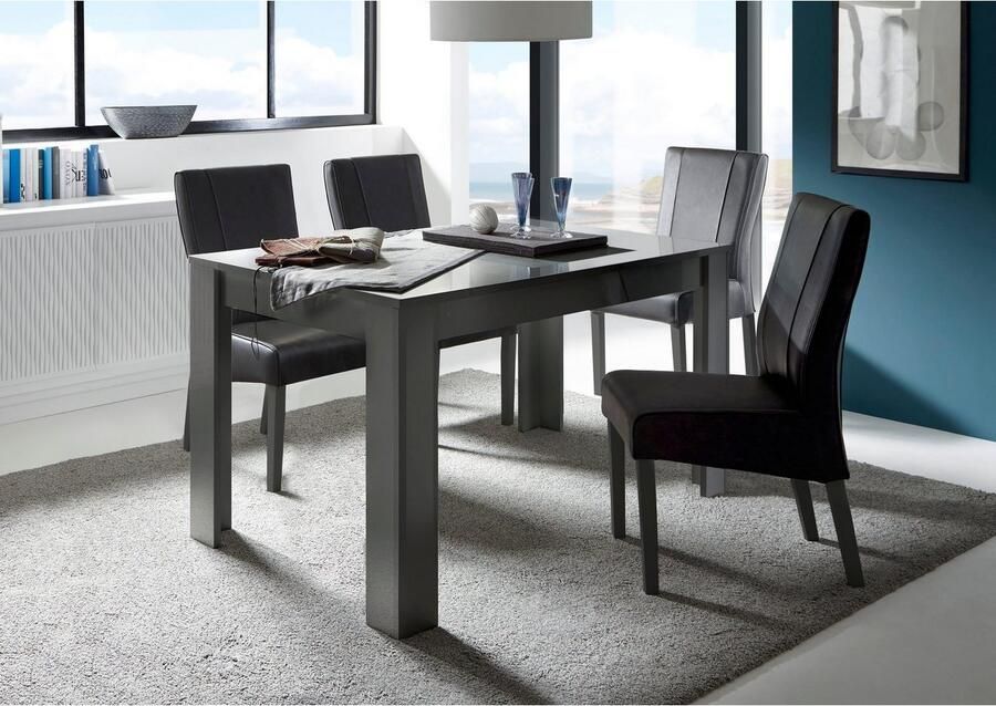 INOSIGN Eettafel Dama 137x90x79 cm (BxDxH) eettafel antraciet hoogglans lak moderne rechthoekige keukentafel uitschuifbaar uitbreidbaar tot 185 cm - Foto 2