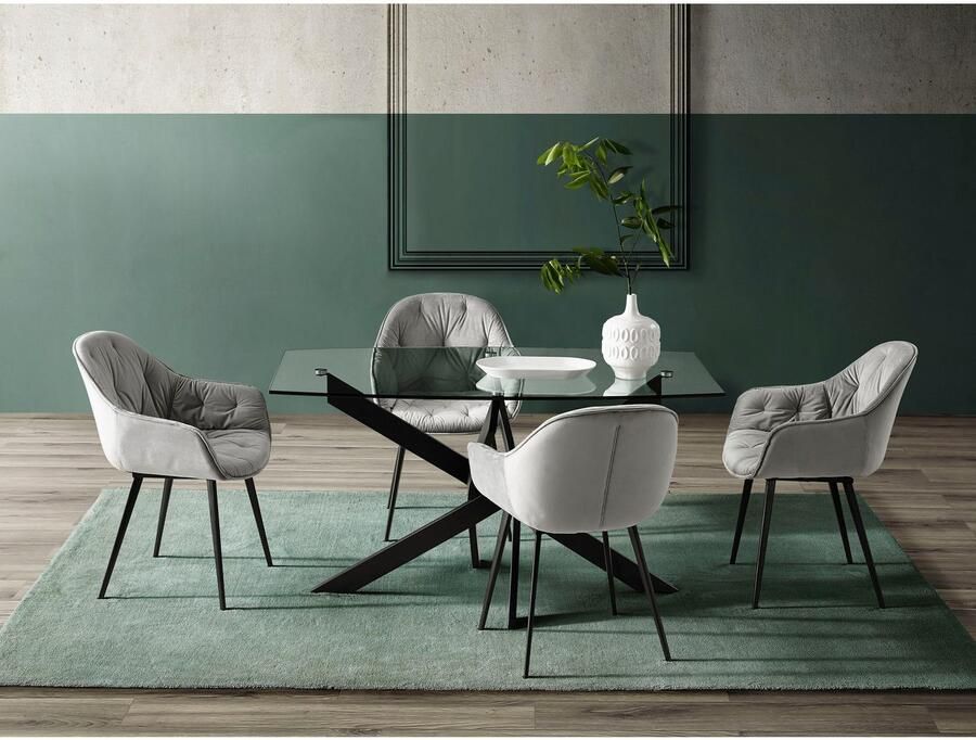 INOSIGN Eettafel Kairi TOPSELLER! OTTOs keuze Glazen tafelblad gepoedercoat metalen frame twee tafelbreedtes - Foto 5