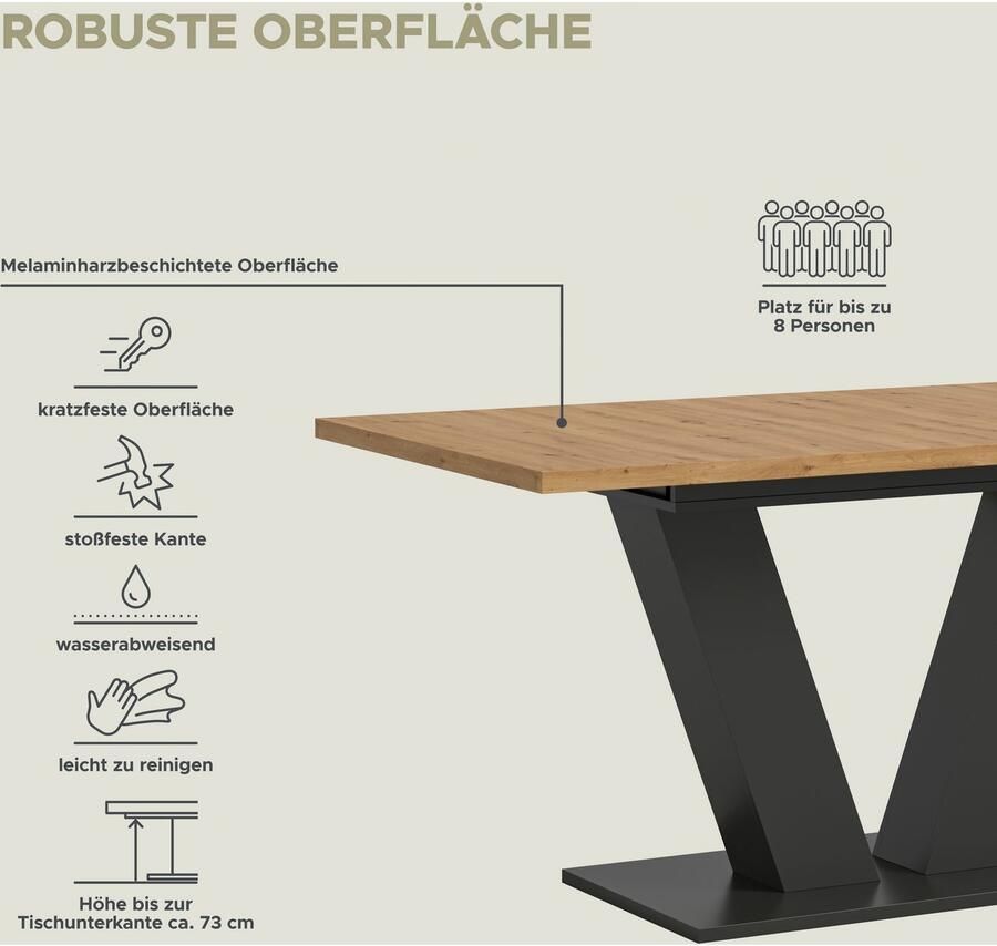 INOSIGN Eettafel Motus uitschuifbaar 150 190 cm inclusief 40 cm inlegplaat (1 stuk) - Foto 4