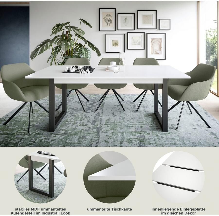 INOSIGN Eettafel Rail uitschuifbaar 150 190 cm inclusief 40 cm inlegplaat - Foto 4